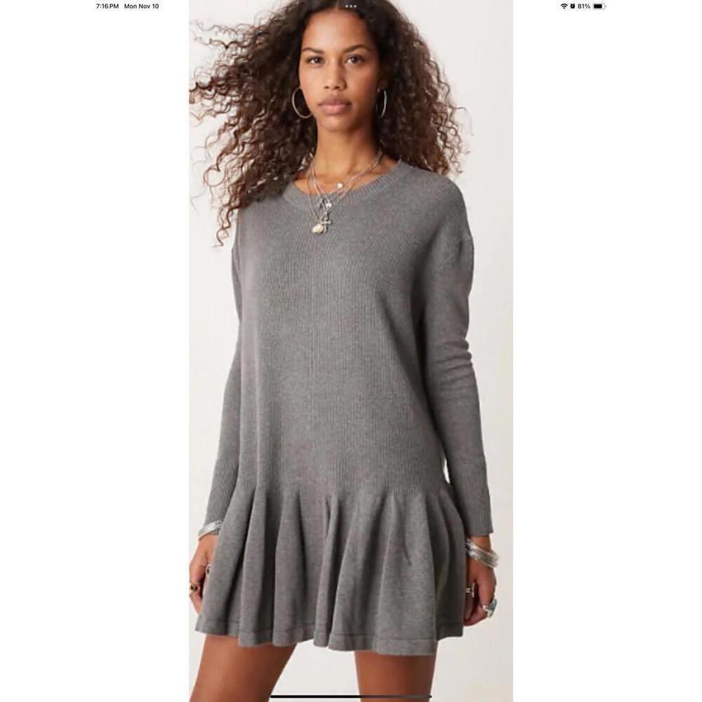 NWT Free People Mini sweater dress grey size Small MSRP $148